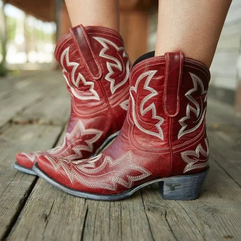 Zeitgenössische Westernmode Bestickte Knöchel Cowboy Stiefel für Frauen