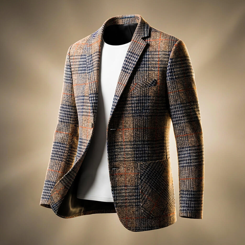 Valentio Herren Wolle-Mischung Hahnentritt Blazer