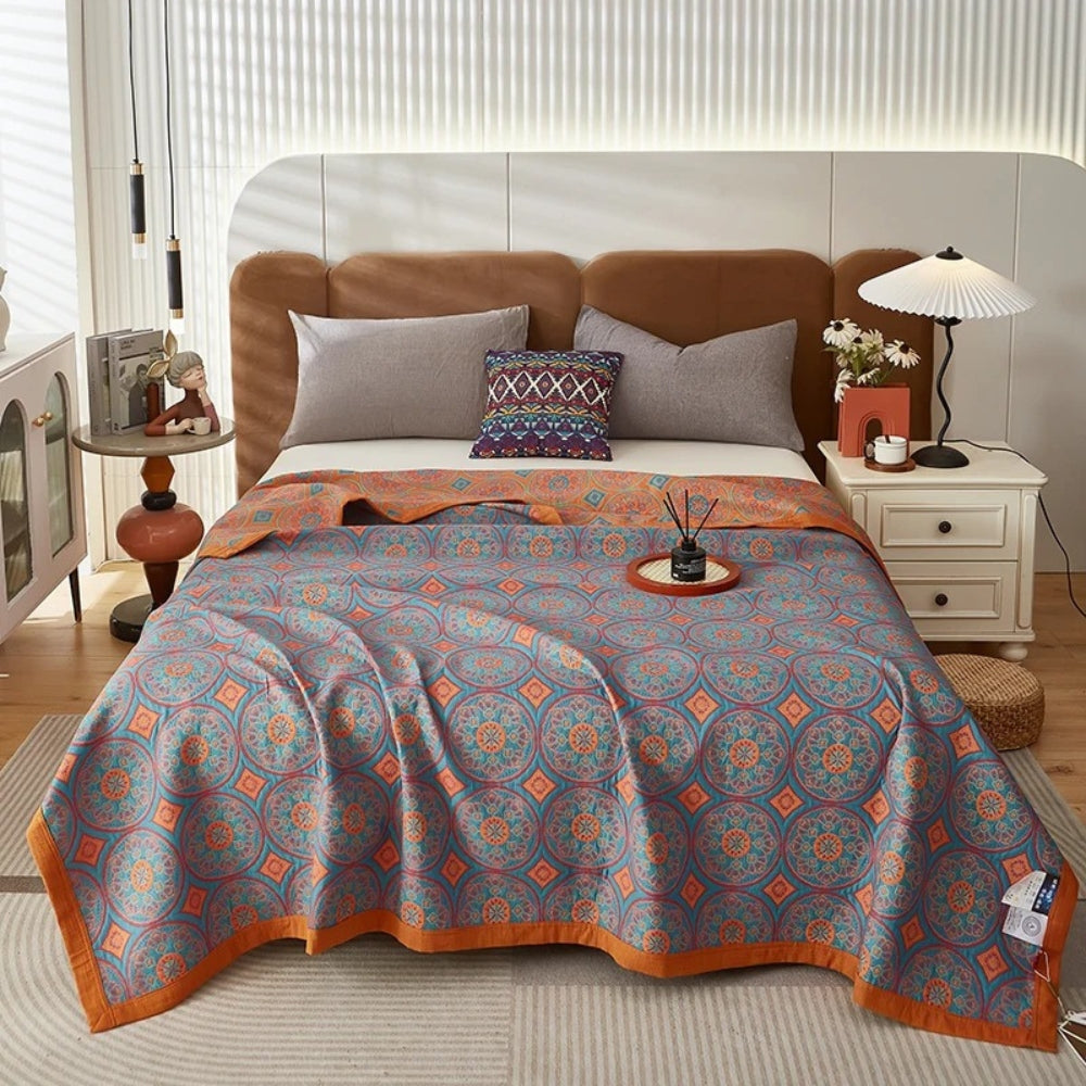 Reversible Cotton Summer Blanket for Cozy Home Decor & Lightweight Comfort