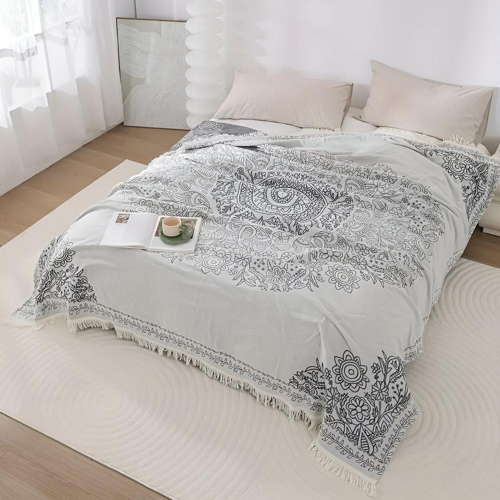 Gemütliche Scandi Chic Baumwollwurfdecke für Wohnkultur & Komfort