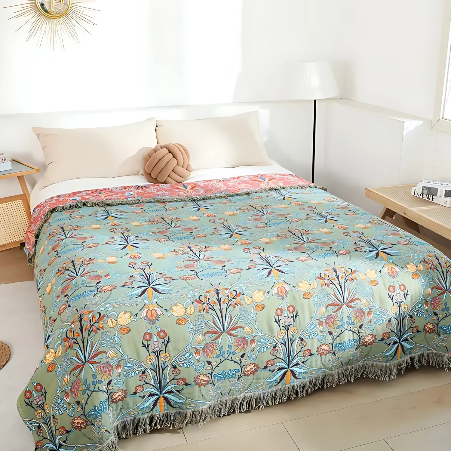 Umkehrbare Baumwollwurfdecke - Weiches, gemütliches, wildes Blüten-Design