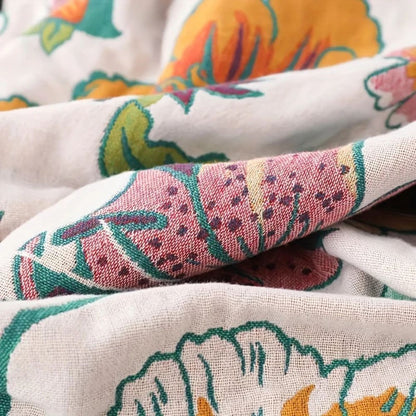 Soft Wildflower Cotton Throw Blanket for Cozy Home Decor