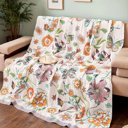 Soft Wildflower Cotton Throw Blanket for Cozy Home Decor