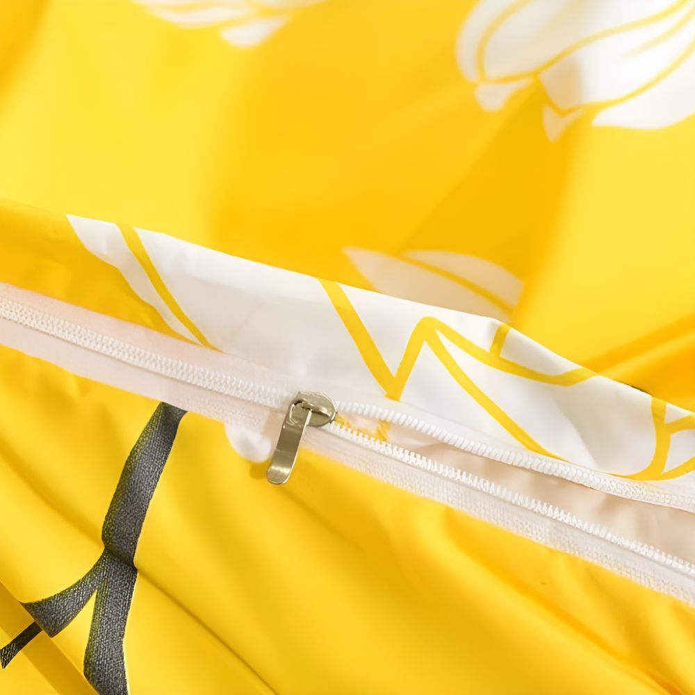 Yellow Blossom Quilt Cover Set - 3 Piece Bedding Set for Comfort