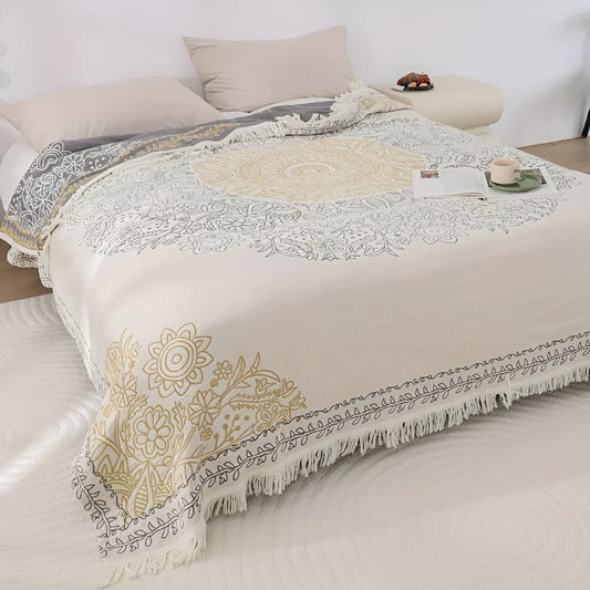 Cozy Scandi Chic Cotton Throw Blanket for Home Decor & Comfort