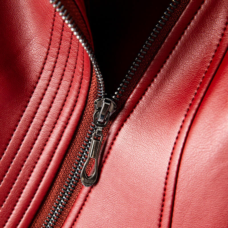 Veronica | Damen Vegan Leder Moto Mantel