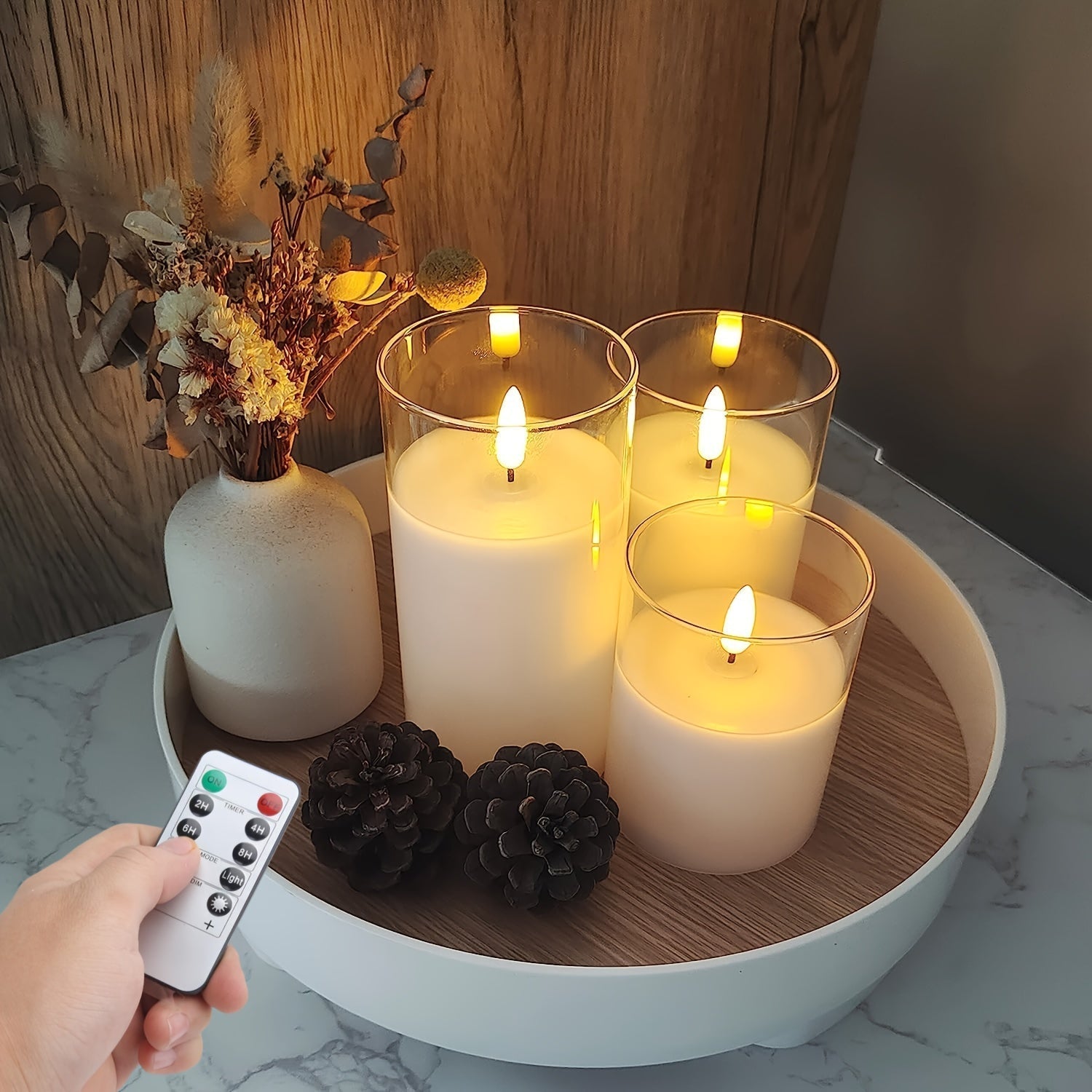 Set chauffe-bougie télécommandé - Bougies LED à piles avec minuterie & télécommande pour décoration intérieure