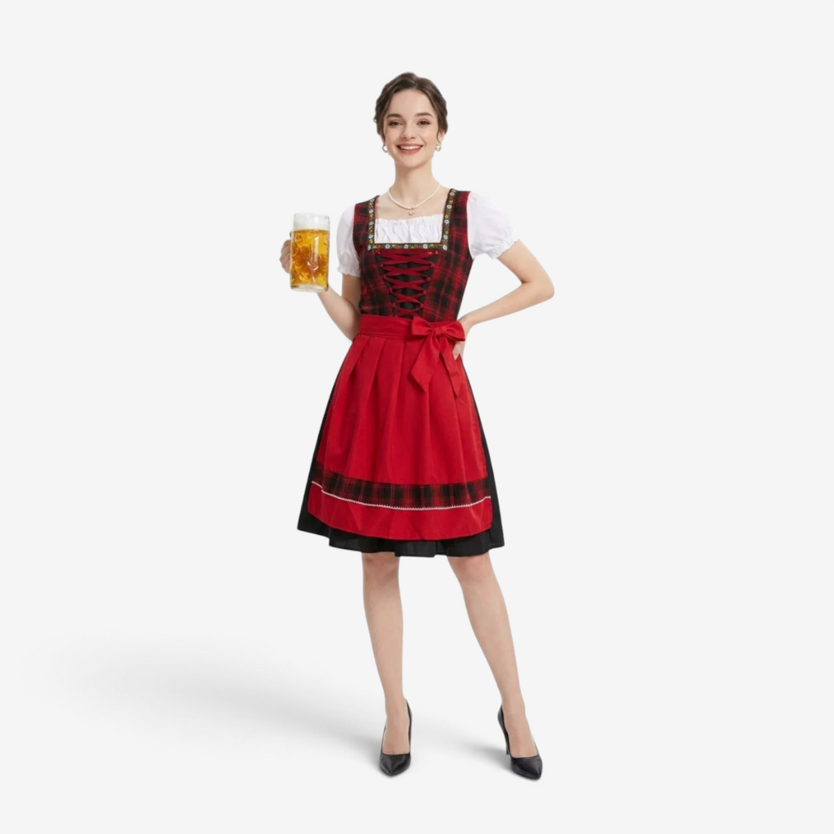 Robe dirndl traditionnelle pour femme avec laçage et coupe trapèze