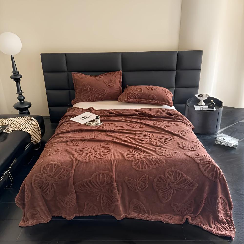 Weiche Schmetterlings-Jacquard-Flanell-Wurfdecke für gemütliche Wohnkultur