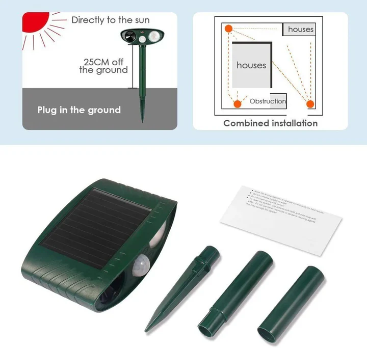 4-Pack Solar-Powered Ultrasonic Deer Repeller