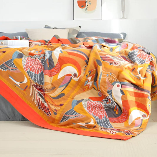 Toucan Bird Cotton Throw Blanket for Home Decor and Cozy Living