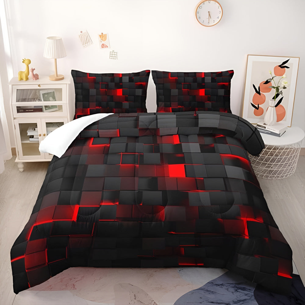 GEOMATRIX 3-Piece Quilt Cover Set - Stylish Bedding Set for Home