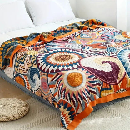 Soft Sunburst Cotton Throw Blanket for Cozy Home Decor
