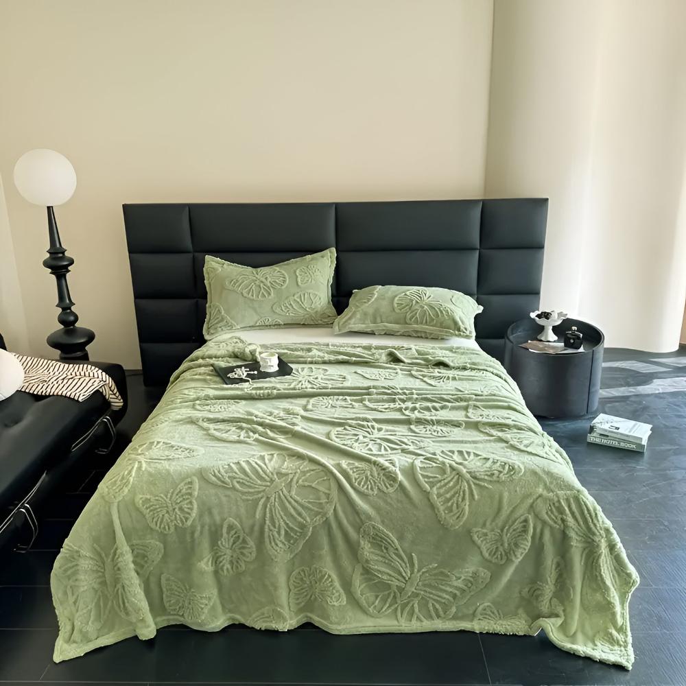 Weiche Schmetterlings-Jacquard-Flanell-Wurfdecke für gemütliche Wohnkultur