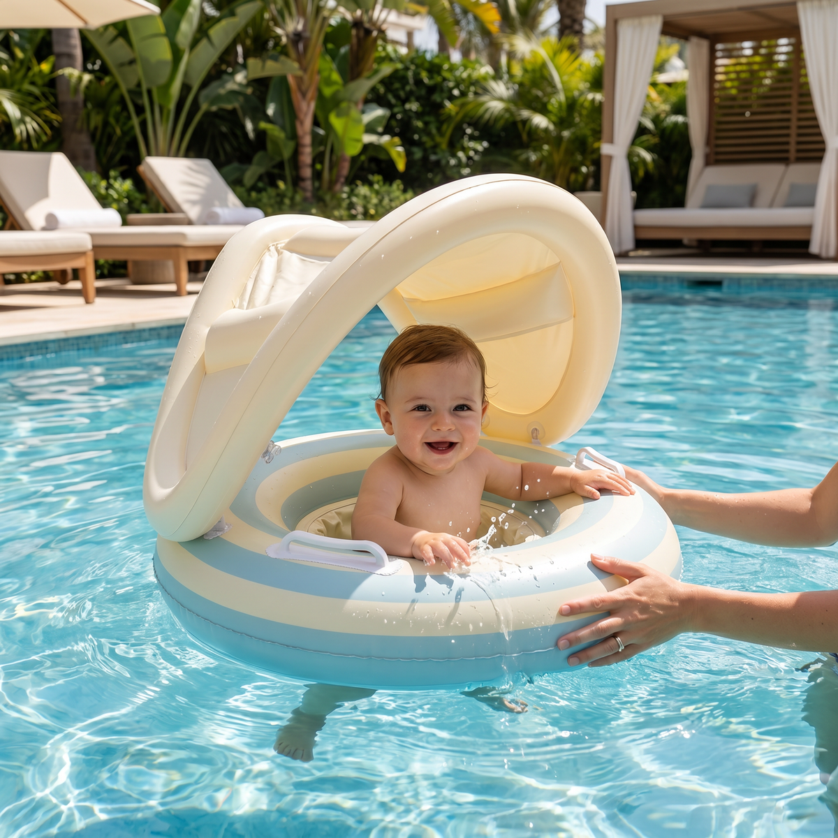 Inflatable Baby Swim Ring with Removable Sun Canopy, 6–36 Months