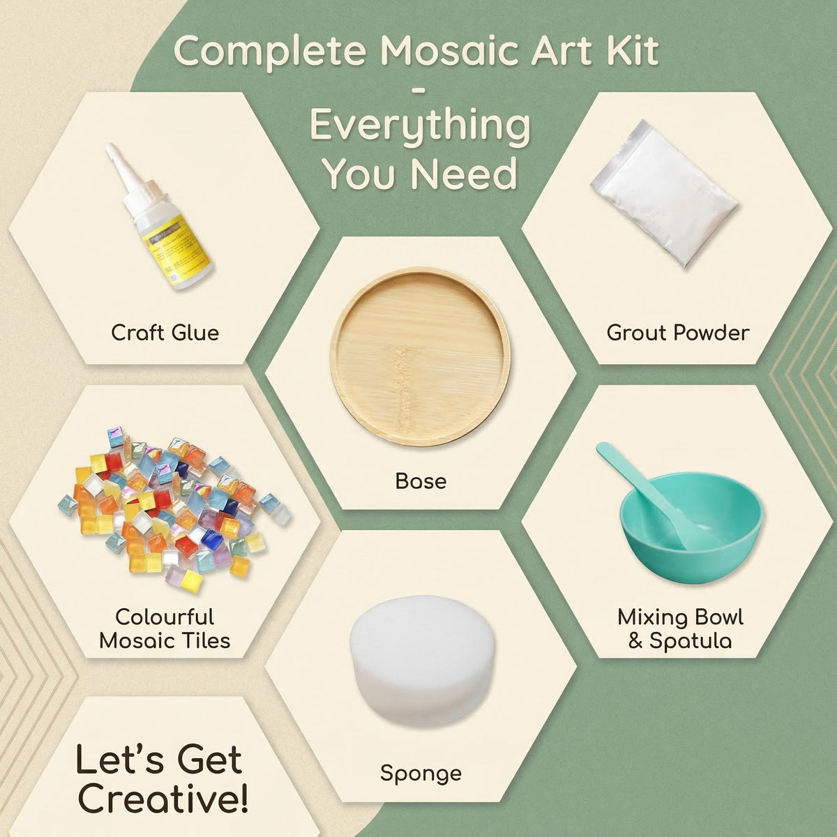 DIY Mosaic Coaster Craft Kit with Glass Tiles