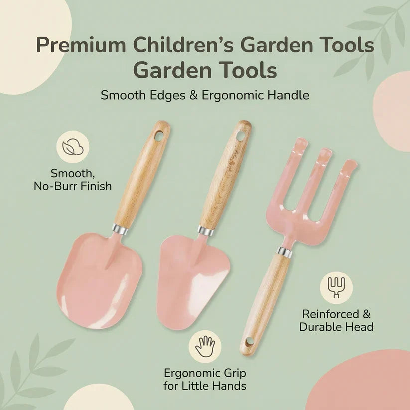 Kids' Gardening Tool Set with Gloves and Storage Bag