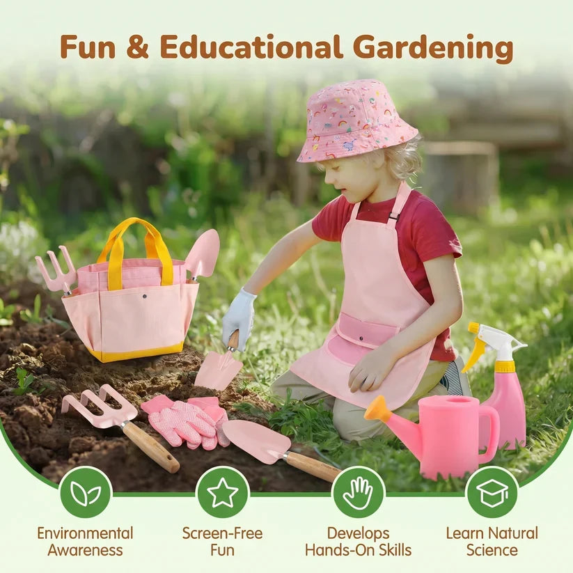 Kids' Gardening Tool Set with Gloves and Storage Bag