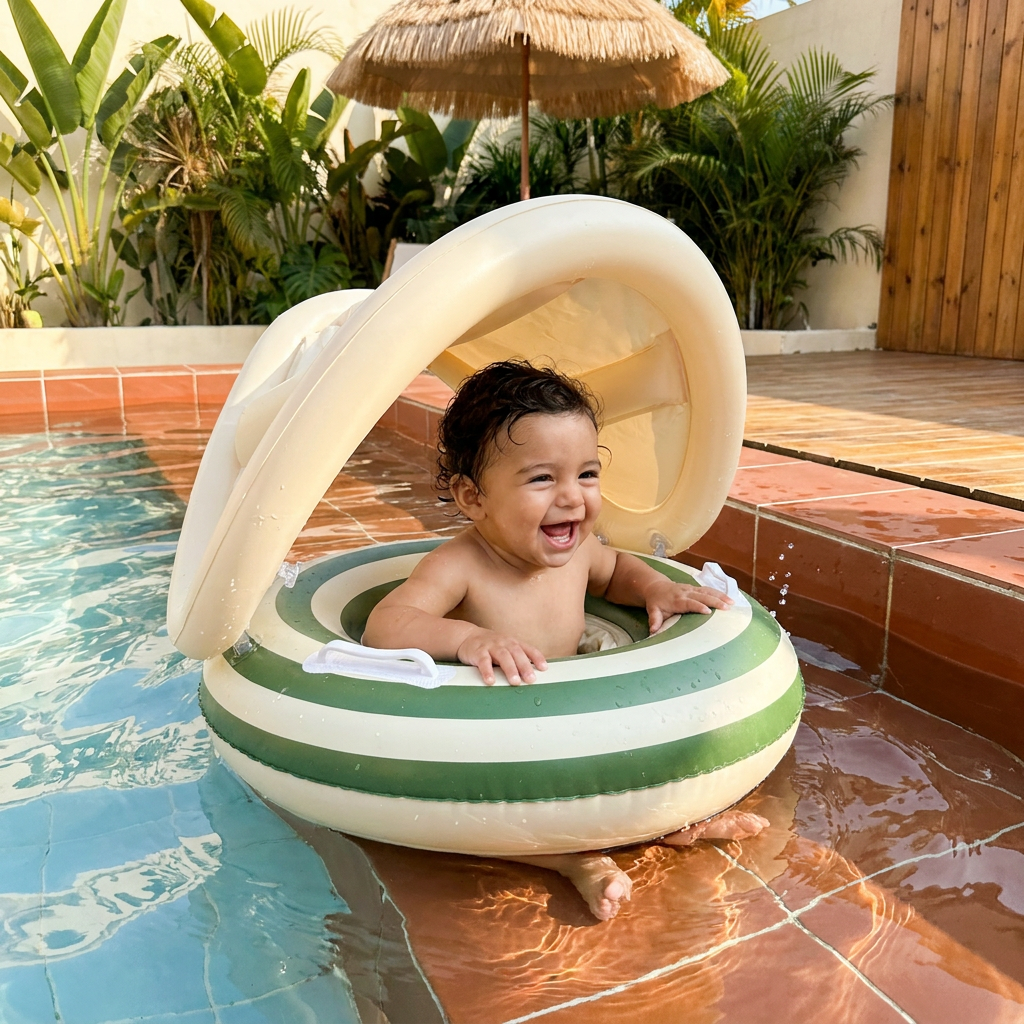 Inflatable Baby Swim Ring with Removable Sun Canopy, 6–36 Months