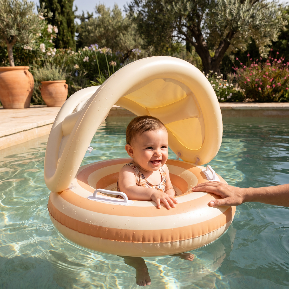 Inflatable Baby Swim Ring with Removable Sun Canopy, 6–36 Months