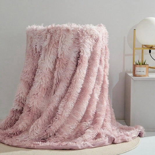 Cozy Fuzzy Faux Fur Throw Blanket for Home Decor & Warmth