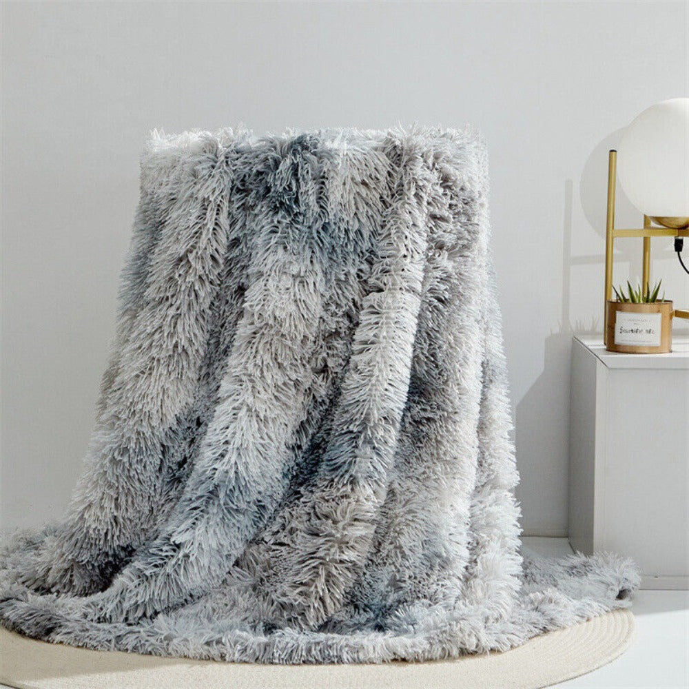 Cozy Fuzzy Faux Fur Throw Blanket for Home Decor & Warmth