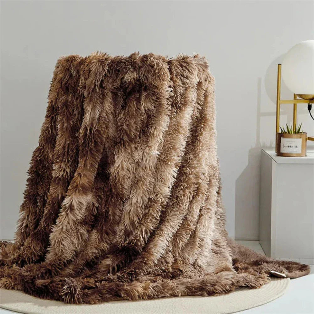 Cozy Fuzzy Faux Fur Throw Blanket for Home Decor & Warmth