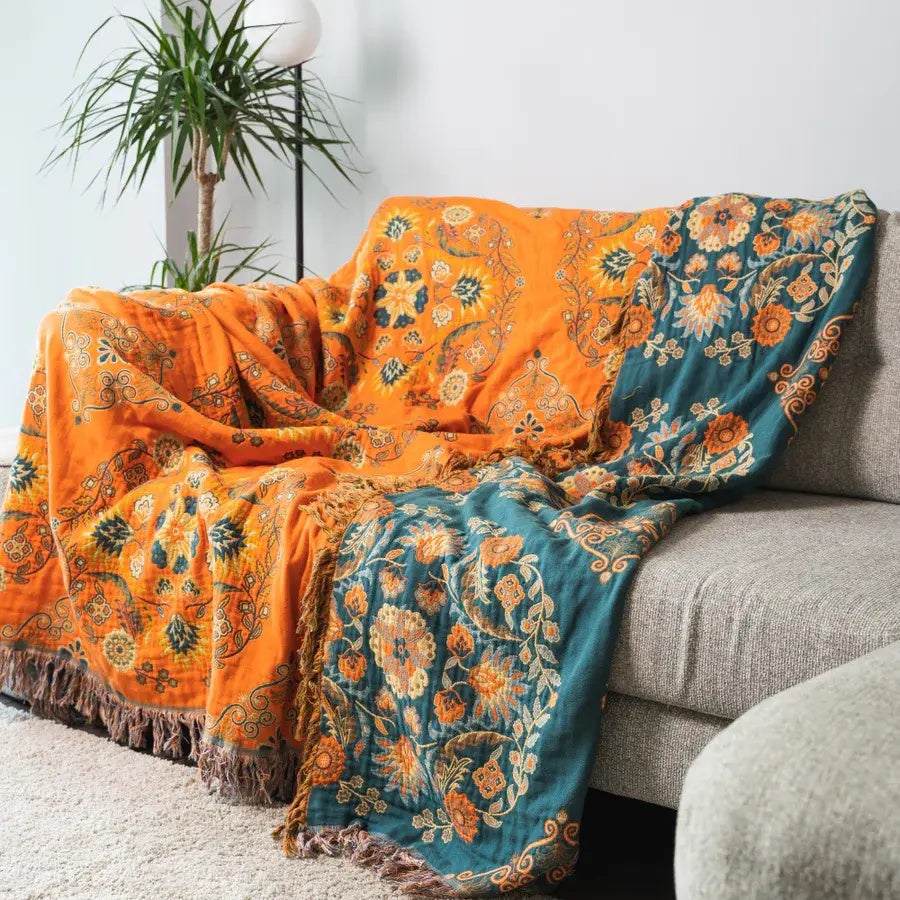 Cozy Marigold Reversible Throw Blanket for Home Decor & Comfort