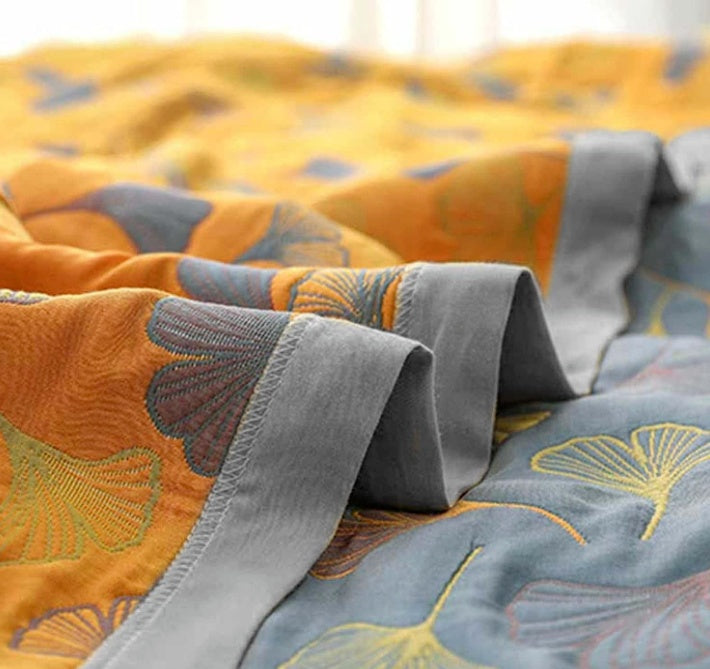Cozy Ginkgo Leaf Fleece Throw Blanket for Home Decor & Comfort