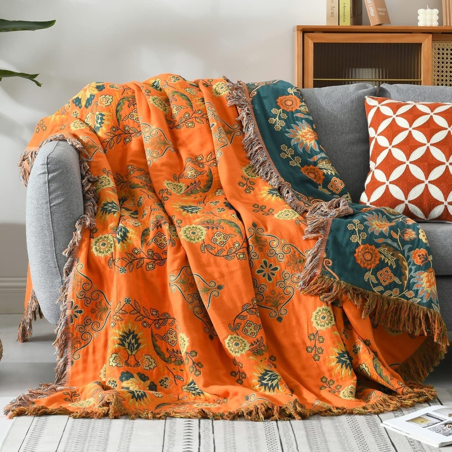 Cozy Marigold Reversible Throw Blanket for Home Decor & Comfort