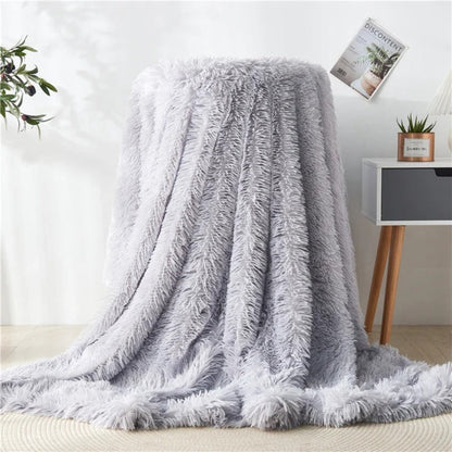 Cozy Fuzzy Faux Fur Throw Blanket for Home Decor & Warmth