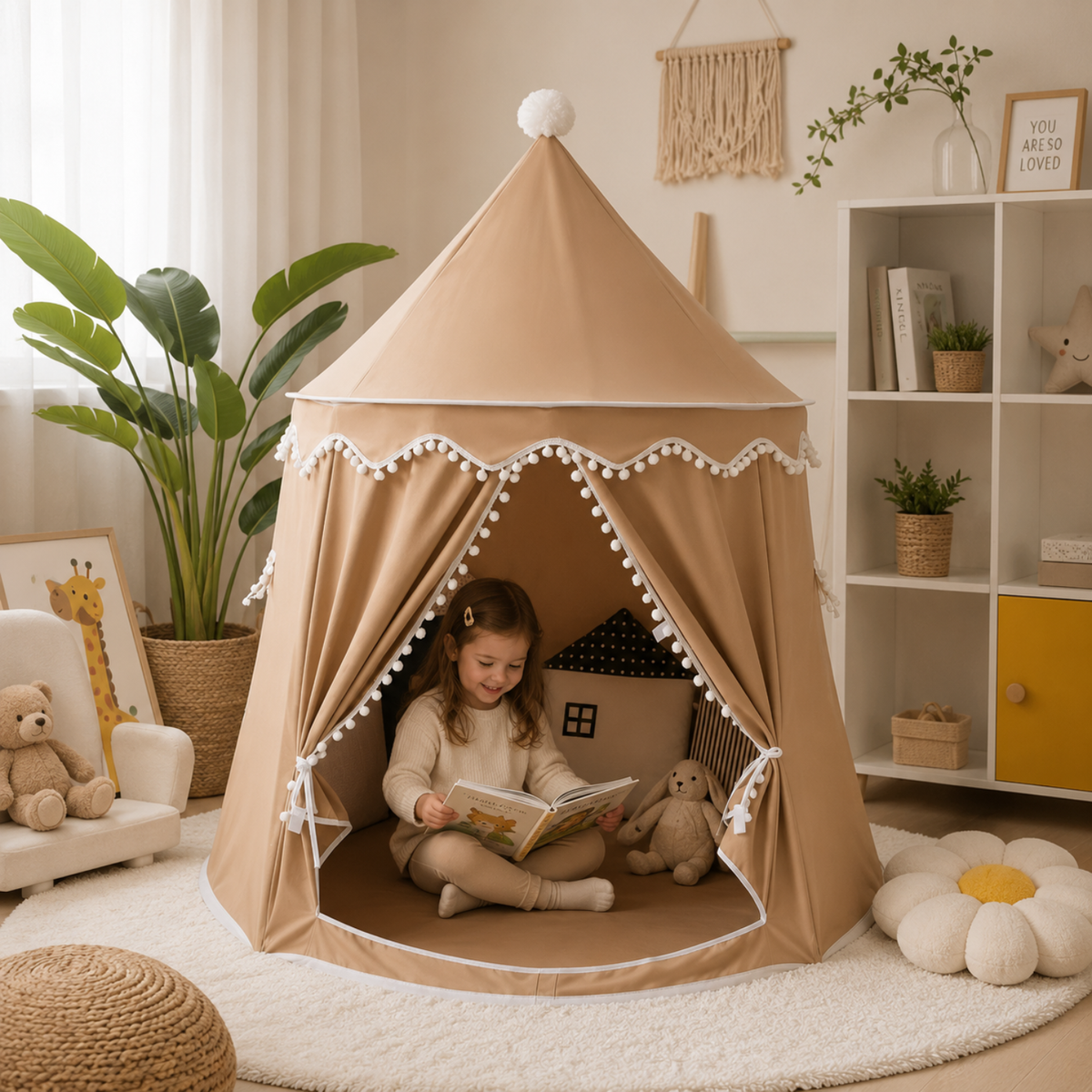 Kids' Indoor Princess Teepee Play Tent, 110 × 125 cm