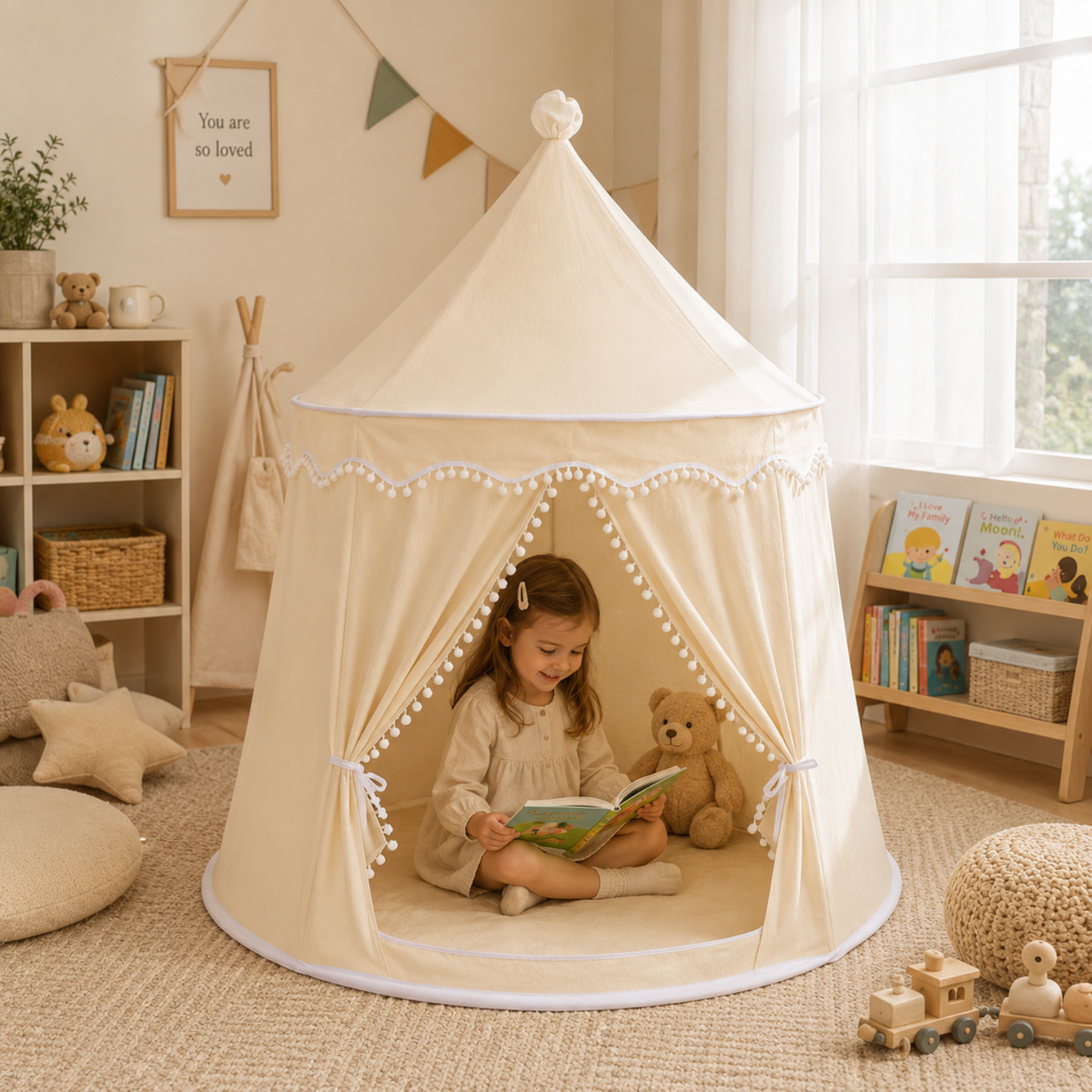 Kids' Indoor Princess Teepee Play Tent, 110 × 125 cm
