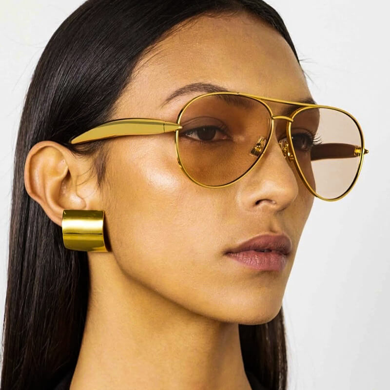 Jinkee Damen Goldfarbene Aviator Sonnenbrille