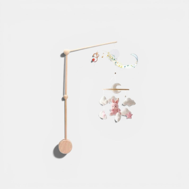 Wooden Musical Baby Mobile with Bear, Clouds and Stars