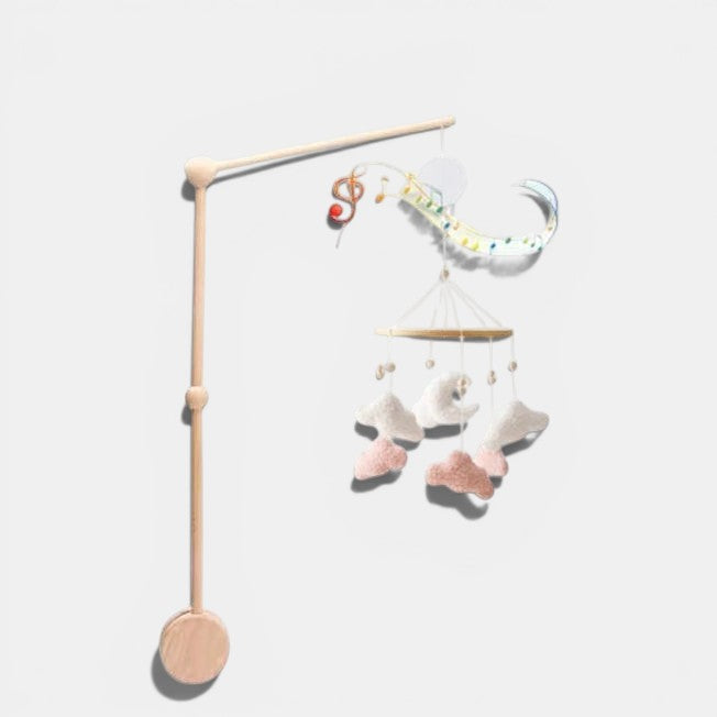 Wooden Musical Baby Mobile with Bear, Clouds and Stars
