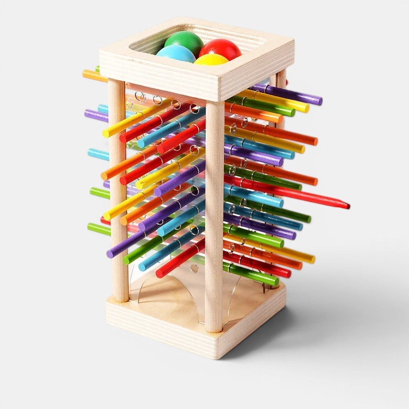 Wooden Montessori Balance and Counting Game with Sticks and Balls