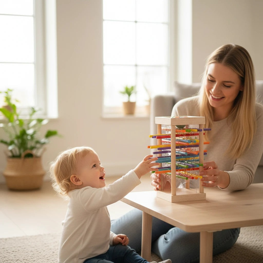 Wooden Montessori Balance and Counting Game with Sticks and Balls