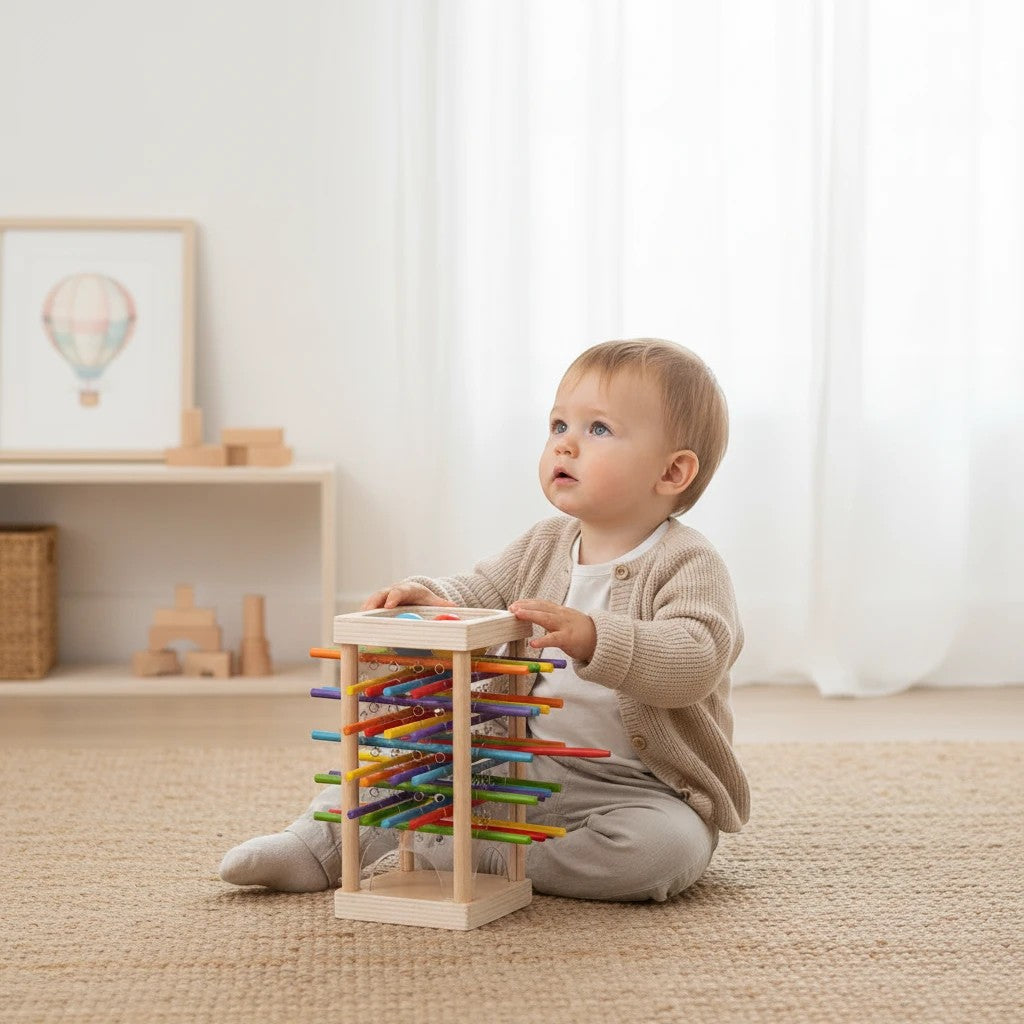 Wooden Montessori Balance and Counting Game with Sticks and Balls