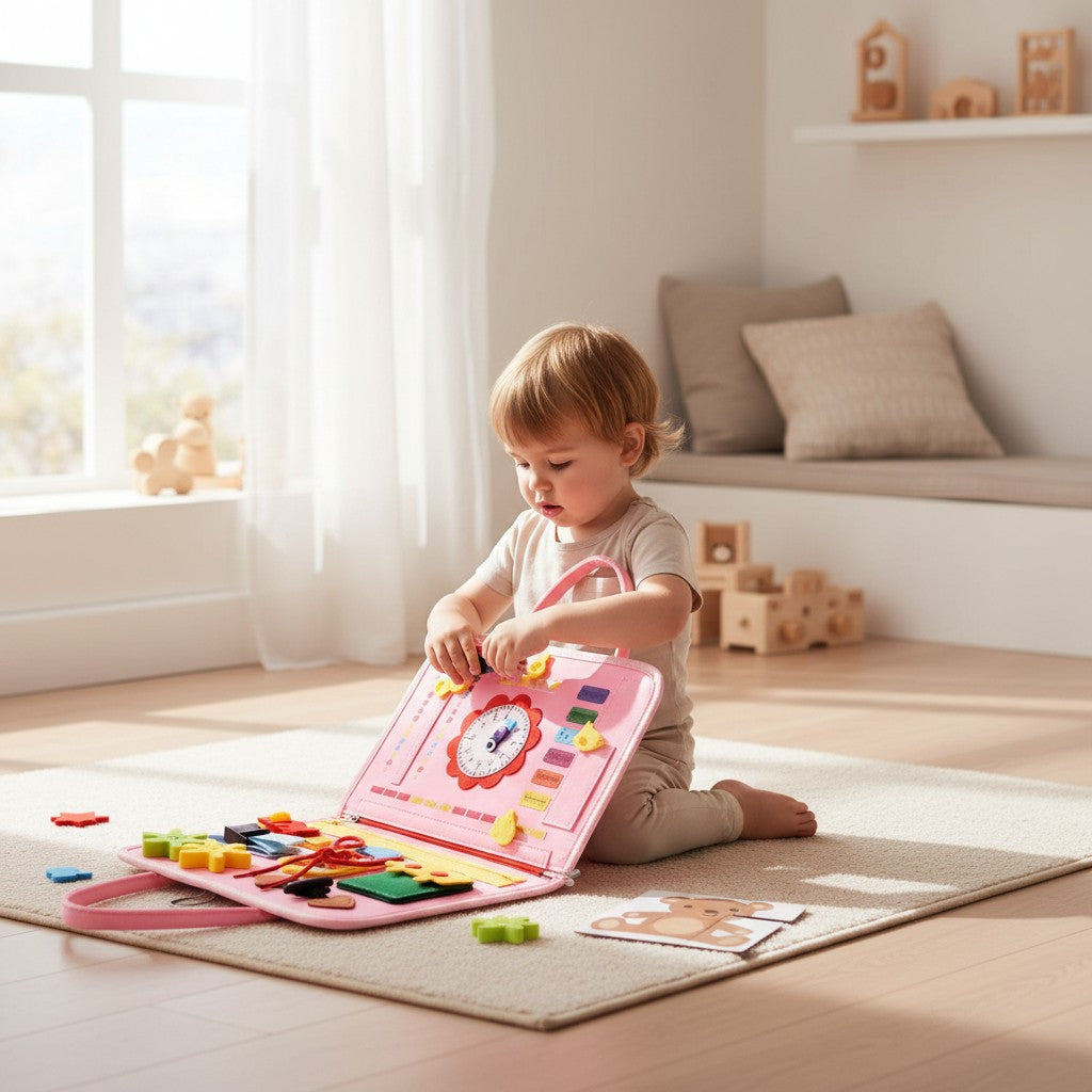 Montessori Felt Busy Board for Toddlers, Ages 1+