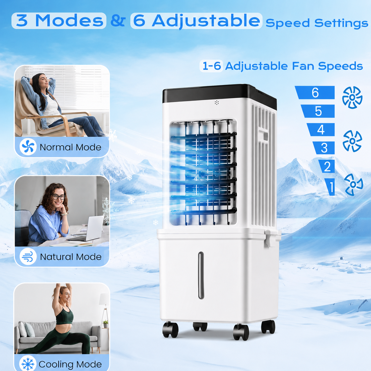 12L Portable Evaporative Air Cooler with Remote & 24-Hour Timer