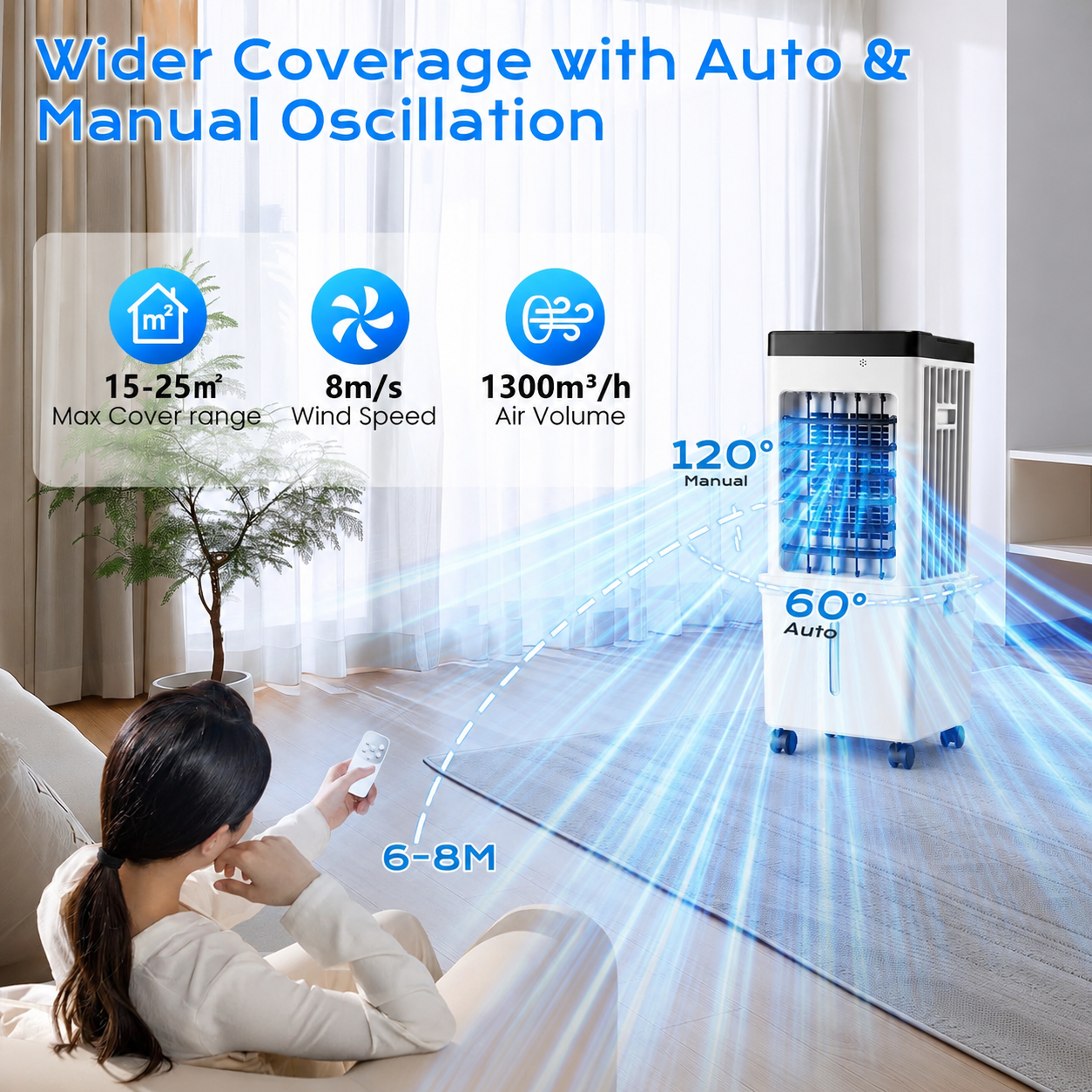 12L Portable Evaporative Air Cooler with Remote & 24-Hour Timer