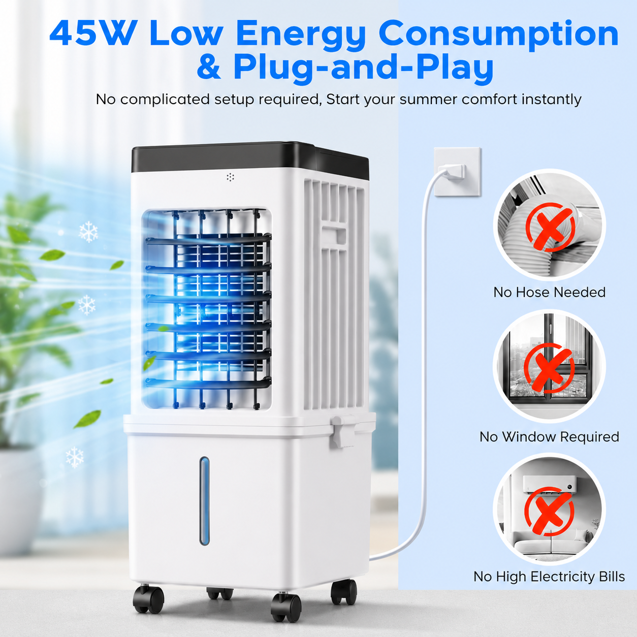 12L Portable Evaporative Air Cooler with Remote & 24-Hour Timer