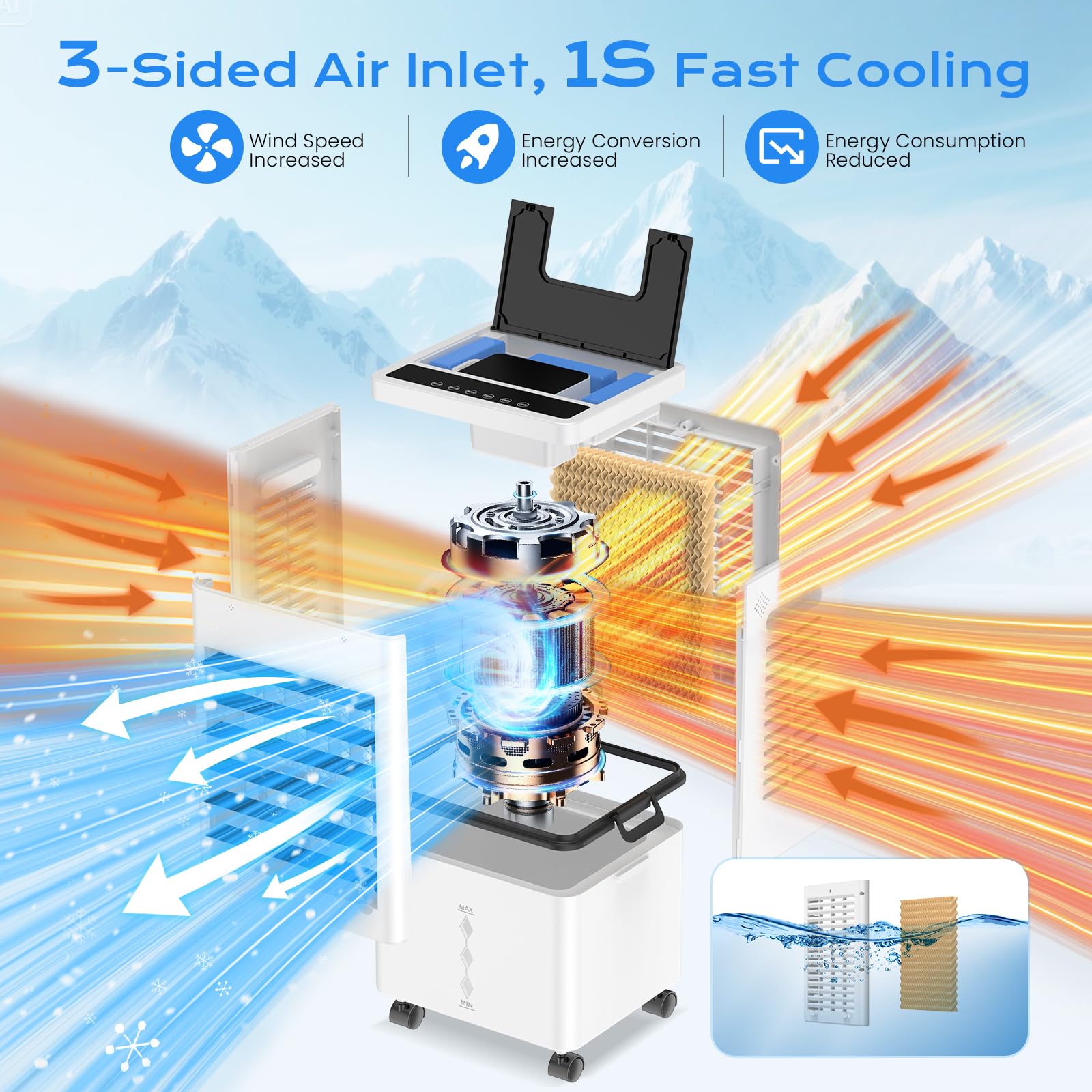 12L Portable Evaporative Air Cooler with Remote & 24-Hour Timer