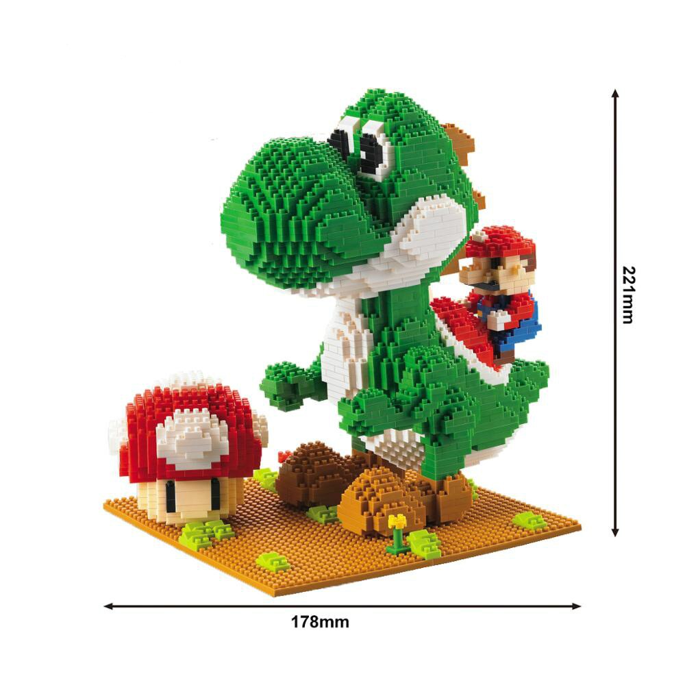 Green Dinosaur and Red Plumber Building Set with Baseplate, 1,701 Pieces