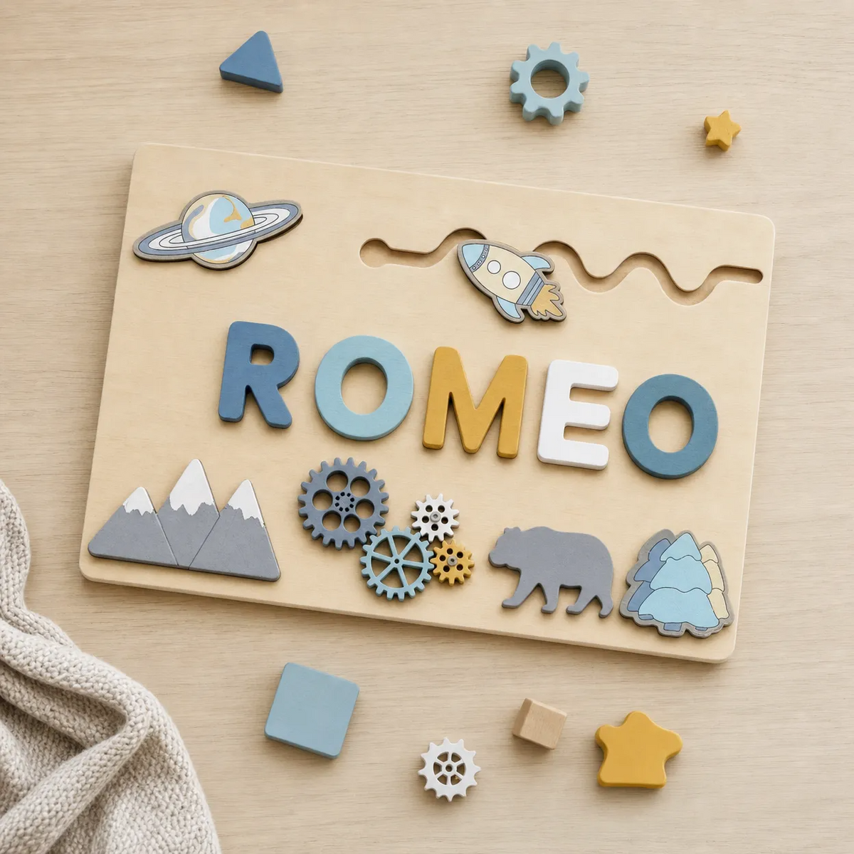 Personalised Wooden Name Puzzle for Children, 32 × 21 cm