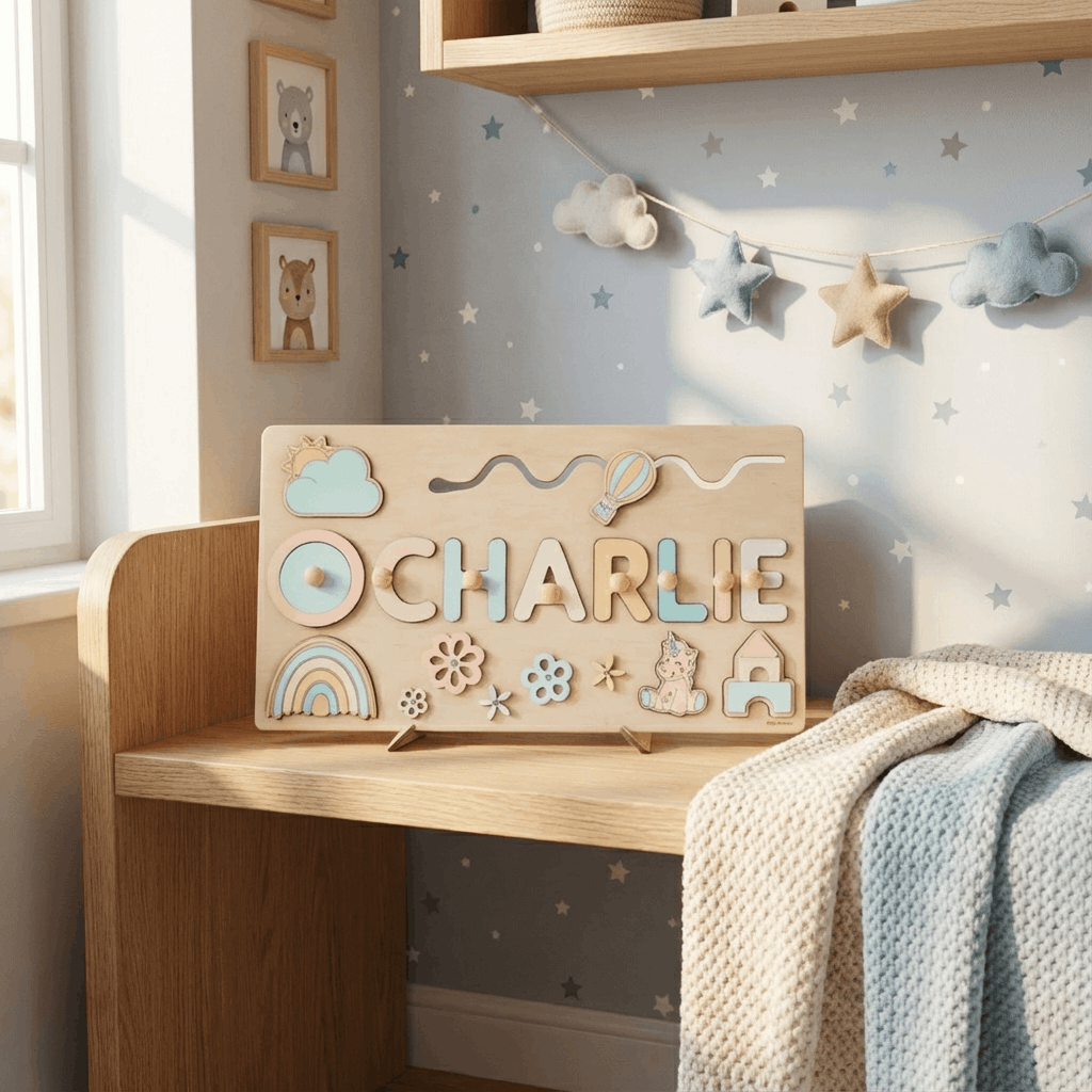 Personalised Wooden Name Puzzle for Children, 32 × 21 cm