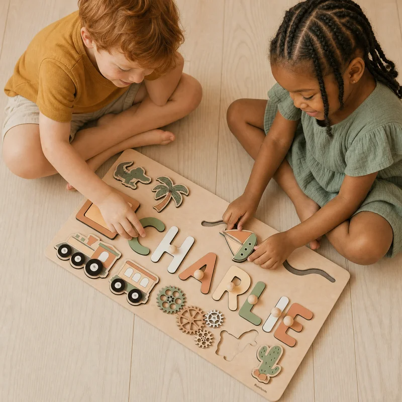 Personalised Wooden Name Puzzle for Children, 32 × 21 cm