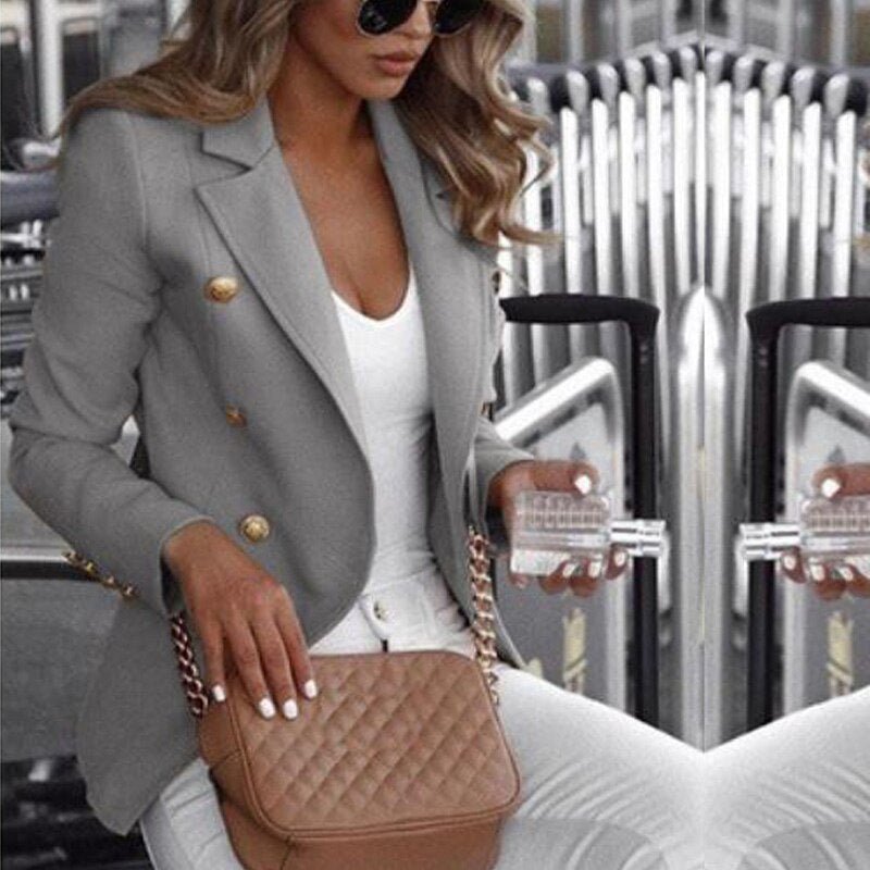 Langärmeliger Trendy Blazer mit goldenen Knöpfen