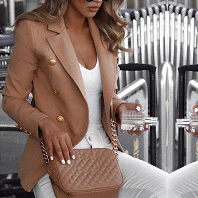 Langärmeliger Trendy Blazer mit goldenen Knöpfen